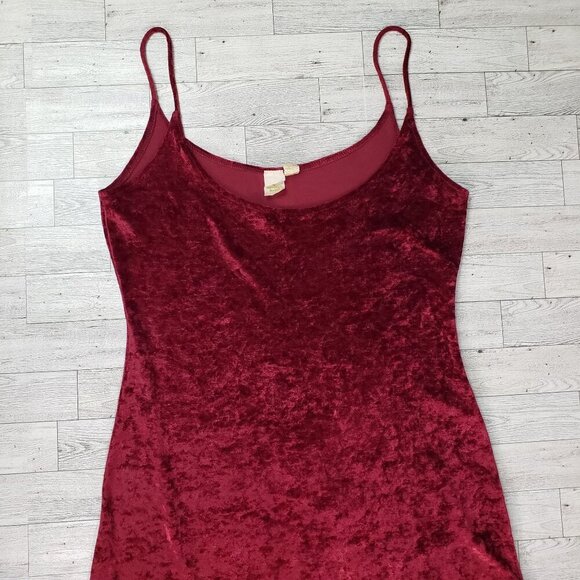 VTG Victoria's Secret Slip Dress Nightgown Long 70s Red Crushed Velvet Red M - Picture 5 of 12